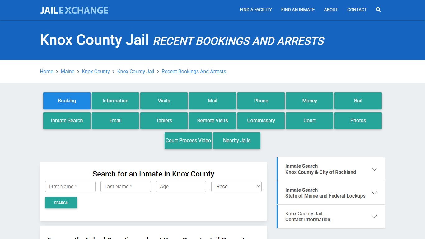 Knox County Jail Recent Bookings And Arrests - Jail Exchange