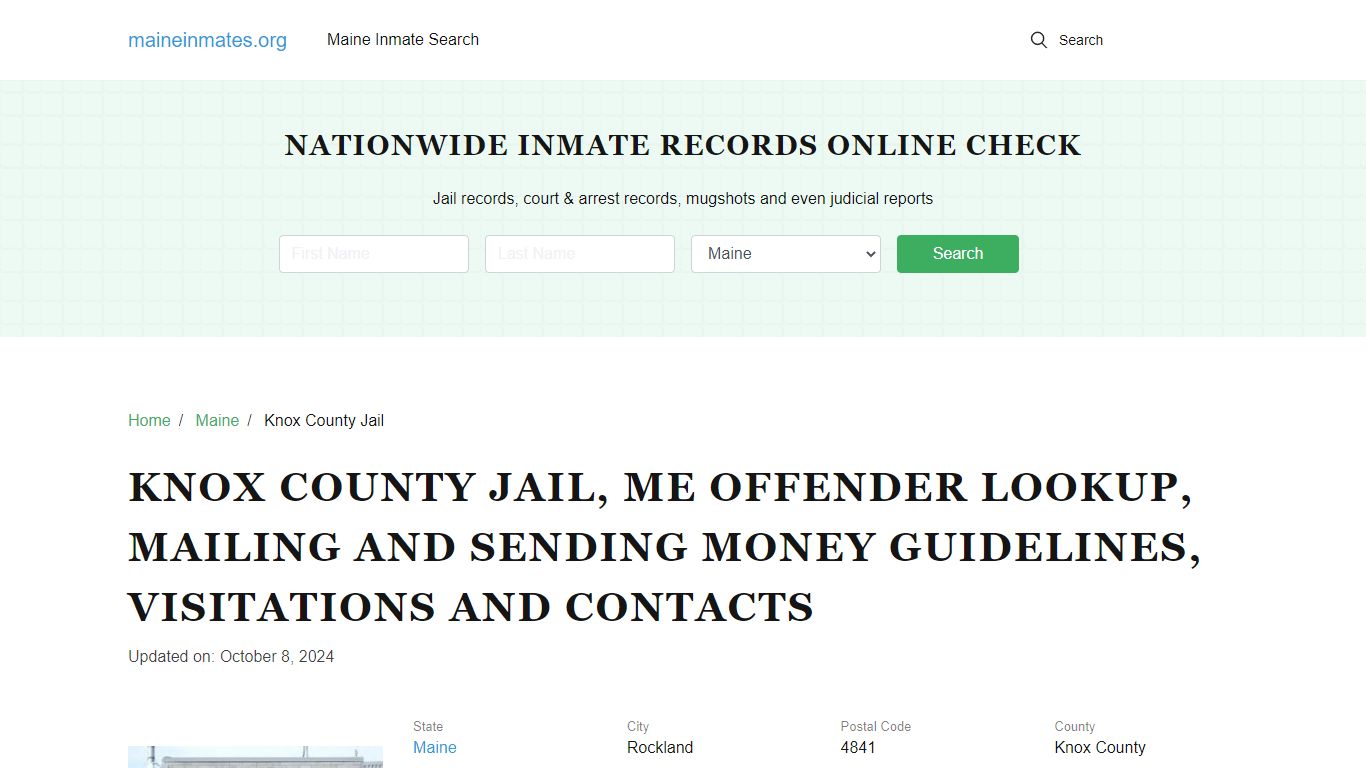 Knox County Jail, ME: Inmate Search Options, Visitations, Contacts