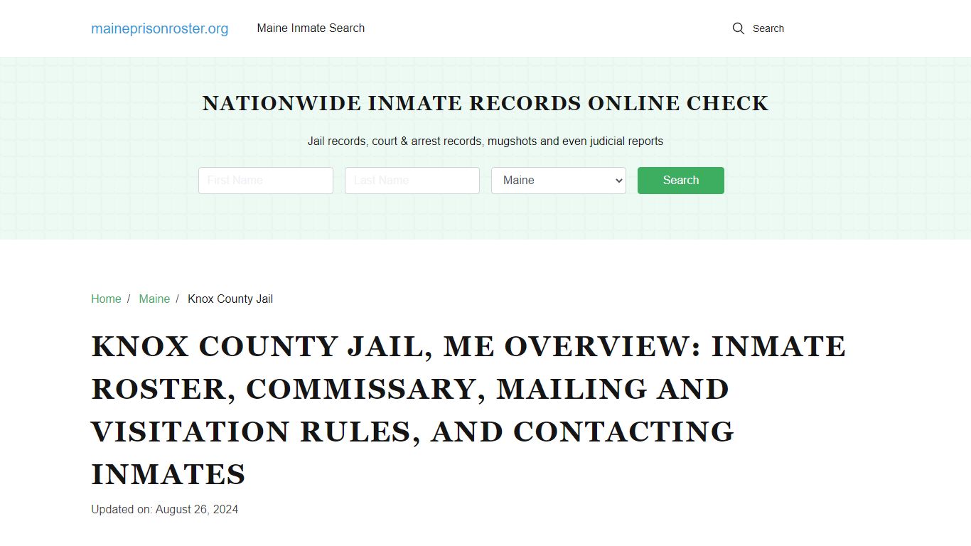 Knox County Jail, ME: Offender Search, Visitations, Contact Info